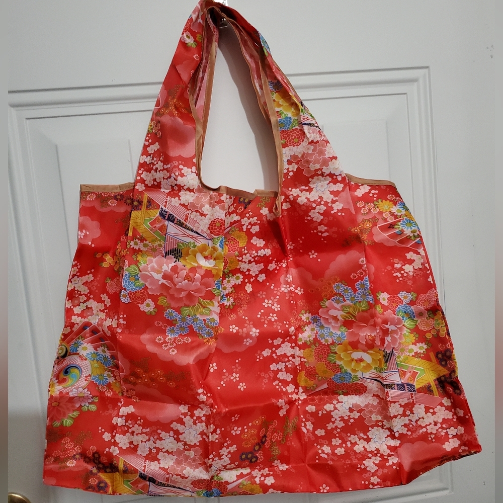 NEW Floral Cherry Blossom foldable reusable tote bag / shopping shoulder Bag